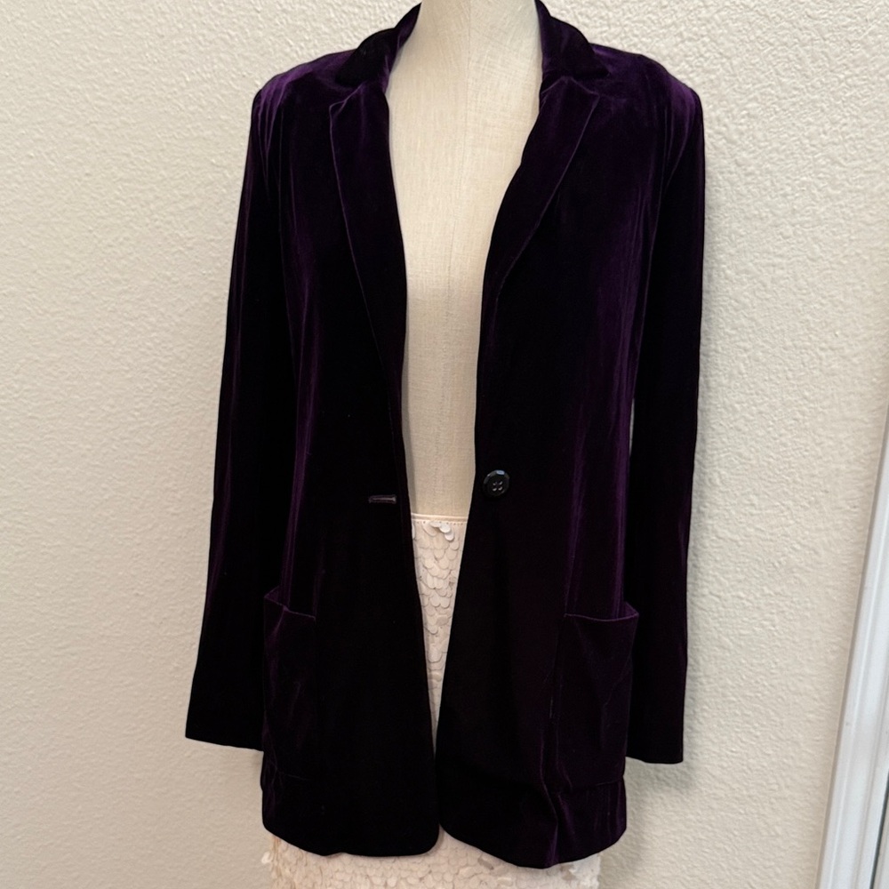 Joan Vass Deep Purple Velvet Blazer